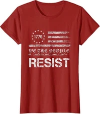 Resist Trump Protest Anti Political American Flag Ladies' Crewneck T-Shirt