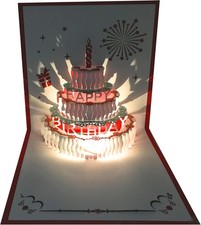 3D Pop Up Birthday Card with LED Light  Music, Happy Birthday Greeting Card US