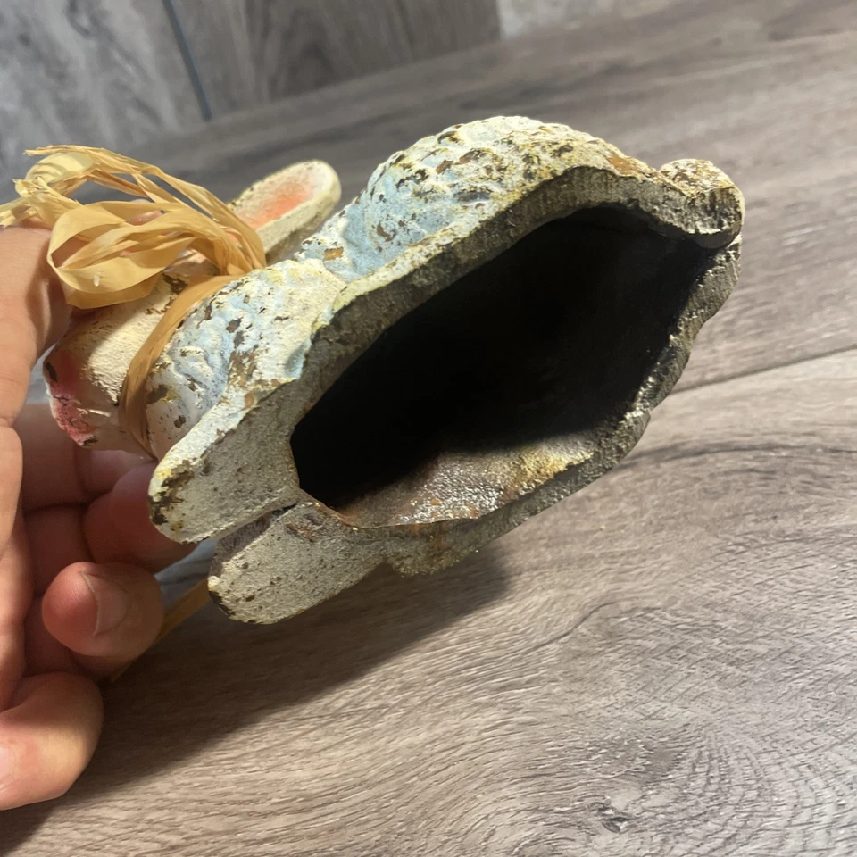 Vintage FARMHOUSE BUNNY SITTING 5" Mini Rabbit Iron Cottage Aged Look Country - Image 3 of 4