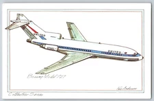 Postcard Boing Model 727 United, Roy AndersonSignature Collector Art Series