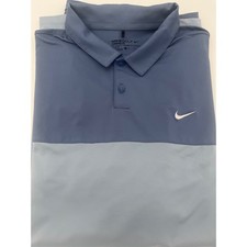 Nike Golf Mens XL Dri-FIT Victory Colorblock Polo Shirt Blue Short Sleeve Logo