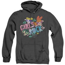 Powerpuff Girls Girls Rock Mens Heather Hoodie Black Officially Licensed