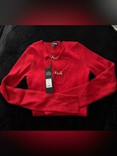 Fashion Nova Red Cutout Viscose Blend Ribbed Stretchy Bodysuit Large 30