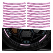 20PCS Car Wheel Stripe Reflective Stickers, Anti-Scratch Rim Decals Neon Pink