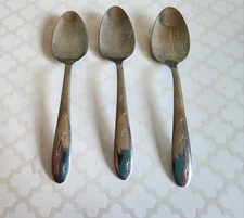 Vtg MAR-CREST Stainless Steel Tablespoons Lot of 3 Atomic Starburst MCM flatware