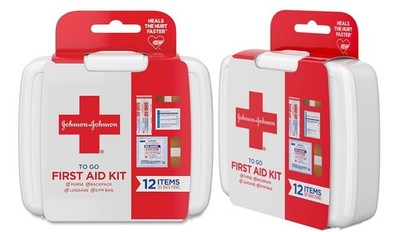 JOHNSON & JOHNSON TO GO FIRST AID KIT   2 PACK | 12 ESSENTIAL ITEMS EACH