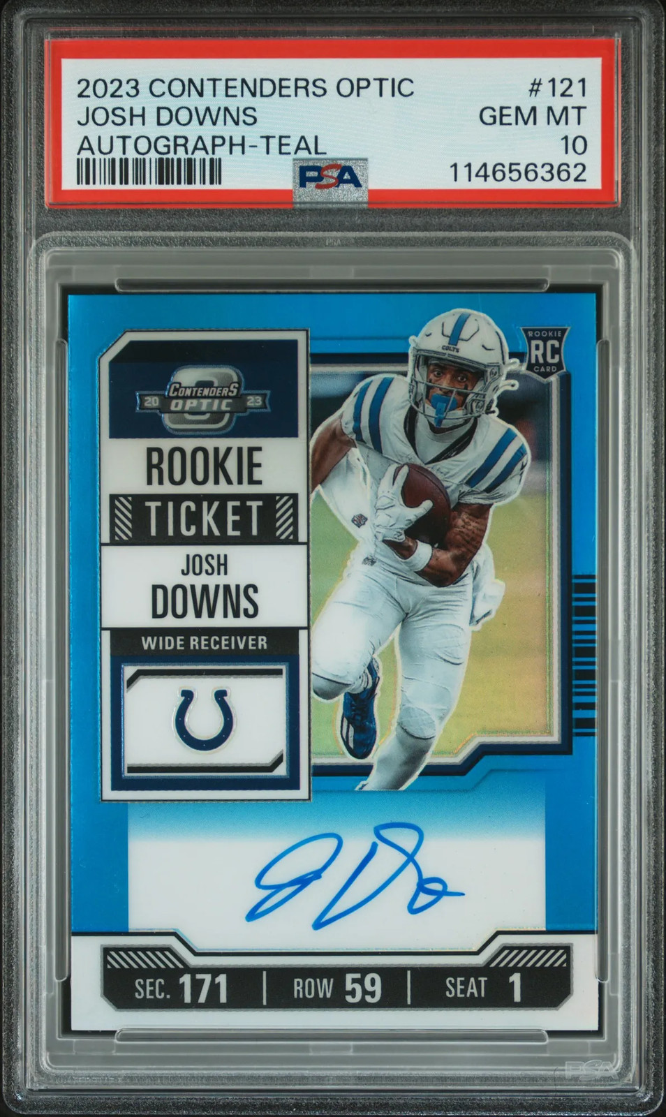 Josh Downs Panini Contenders Optic #121 Variation-Autograph-Teal