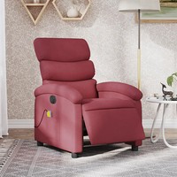 Massagesessel Elektrisch Weinrot Stoff Relaxsessel Mit Shiatsu Funktion