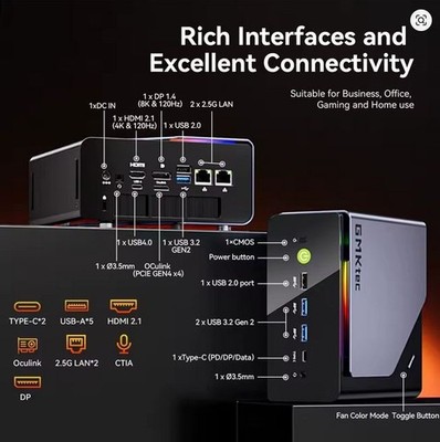 GMKtec K12 Mini PC AMD Ryzen 7 H 255 ohne Ram, ohne SSD, ohne OS neu