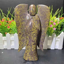 2.5LB 7.2" Natural Ajooba Jasper Angel Carving Crystal Quartz Healing Figurine