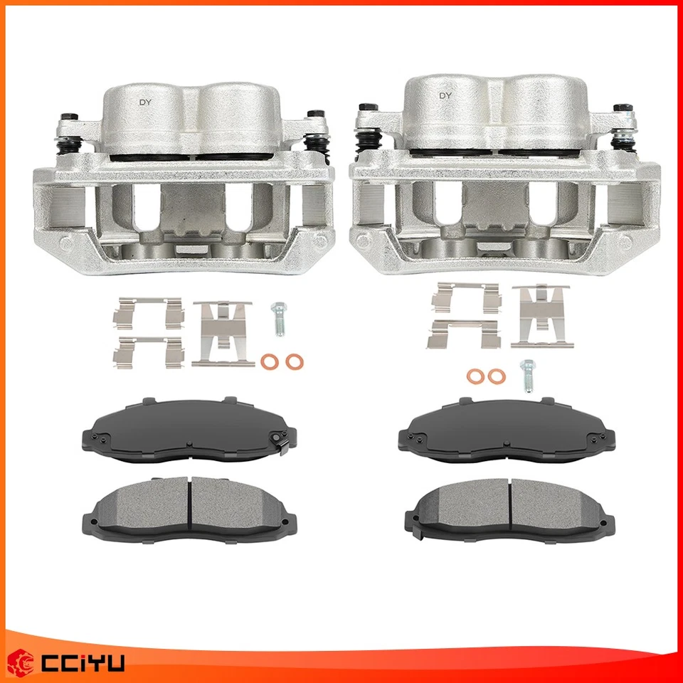 Front Disc Calipers & Ceramic Brake Pads For 1997 - 2002 2003 Ford F-150 5 Lugs - Image 2 of 4