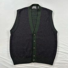 Vintage 90s Lord  Taylor Mens Button Front V-Neck Sweater Vest Medium Cardigan