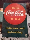 Vintage 1989 Coca Cola Tin Advertising Sign 17” x 12” Classic Logo Green/Red