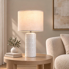 23 Inch Ceramic Table Lamp Cream White Bedside Modern Living Room Nightstand
