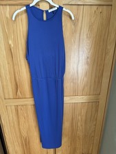 Halston Heritage Sleeveless Blue Violet Midi Dress Shelf Bra Women’s Med EUC