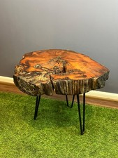 Wooden Coffee Table Round Tree Trunk Side Table English Yew 43 x 39.5 x 42cm (04
