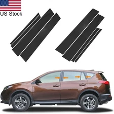 8Pcs Glossy Black Window Strip Pillar Posts Covers Trim For Toyota RAV4 2013-18