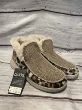 Hey Dude Womens Denny Comfort Boot Shoes Leopard Taupe 10 NEW WITH TAGS 