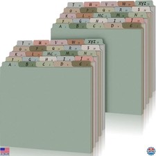 50 Pcs Alphabet File Dividers A-Z Top Tab Heavyweight Desk Organizer Set