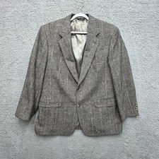 VTG Brooks Brothers Sport Coat Mens 46R 100 Camel Hair Black Beige Plaid Blazer