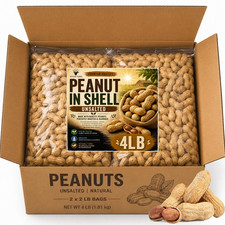 Peanuts In Shell Bulk Pack 4 LB Unsalted Roasted Whole Healthy Snack Office