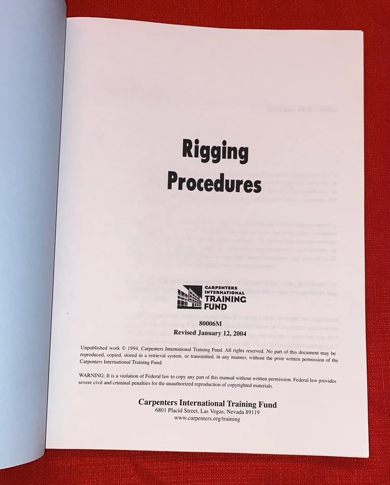 Carpenters International Training Fund Rigging Procedures Manual 2004 - Image 3 of 4