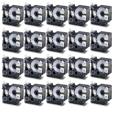 20PK 18445 Black on White Vinyl Label 3/4in for DYMO Rhino 5000 5200 6000 Tape