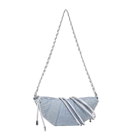 Korean Style Denim Dumpling Bag Half Moon Nylon Shoulder Bag Outdoor - Picture 14 of 14