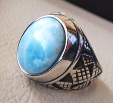 AAA Blue Larimar Ring 925 Sterling Silver Boho Ring Handmade Ring Women's Ring