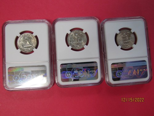 1948 "P,D,&S" WASHINGTON SILVER QUARTERS "NGC MS 58/64/63" - Picture 2 of 2