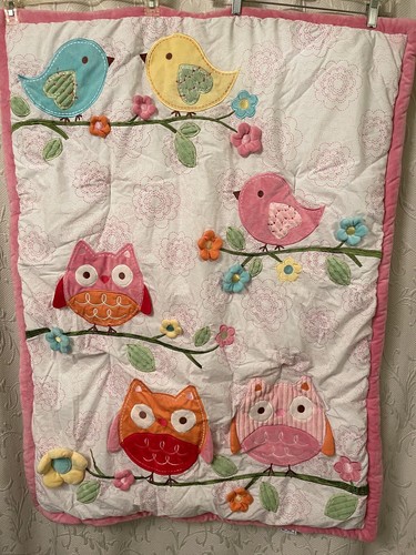NOJO owl bird flower baby crib quilt blanket 36x42 hi quality clean n cute