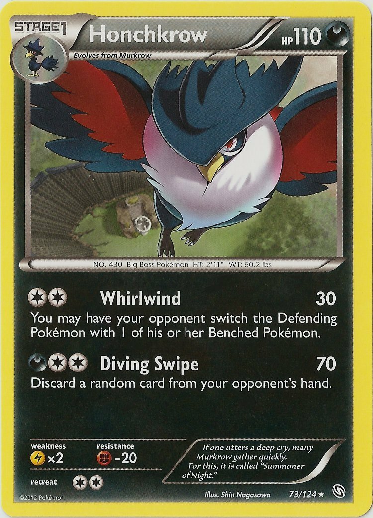 Honchkrow - 73/124 - Rare x1 - Lightly Played - BW Dragons Exalted