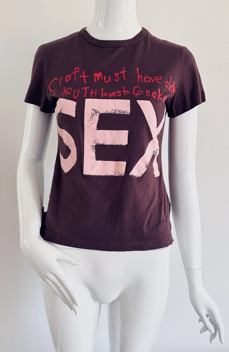 Vivienne Westwood Anglomania Top T-Shirt Cotton Burgundy SEX 1999
