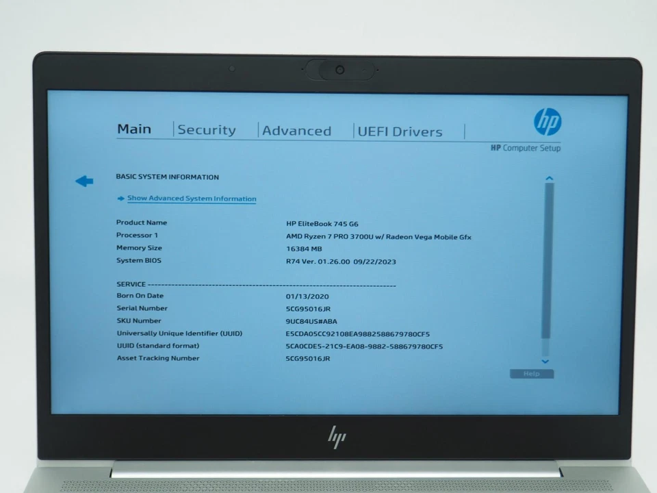 HP ELITEBOOK 745 G6 14" AMD Ryzen 7 3700U 2.30GHz 16GB RAM 256GB NVMe - Image 3 of 4