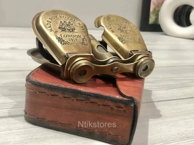 Brass Binocular Maritime Vintage Made for Royal Navy London 1917 Opera glasses - Image 2 of 4