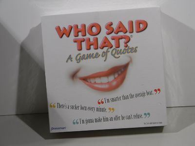 Who Said that? A Game of Quotes Board Game, Adult 2003 by Pressman New/Sealed