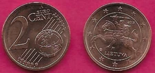 LITHUANIA 2 EURO CENT 2017 UNC ARMS OF LITHUANIA,WITH THE DATE ON THE RIGHT AND