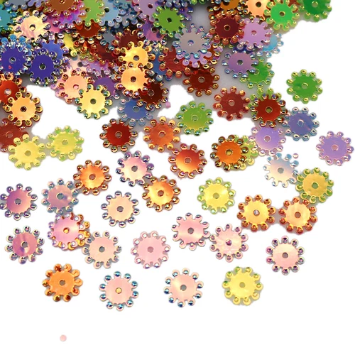 2000 Mixed Color Wheel Flower Loose Shimmer Sequins Paillettes 16X9mm sewing Wed
