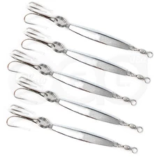 5pcs 1oz Fishing Diamond Jigs Silver Chrome Jigging Metal Lures treble hook @US