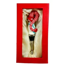 LS Arts Glass Wine Bottle Stopper Christmas Snowman in Hat & Scarf 5" Tall