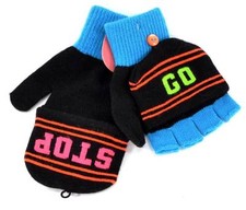 Winter So Mercy Kids Gloves Boys Girls Go Stop Fingerless Mittens Duo NEW 9423