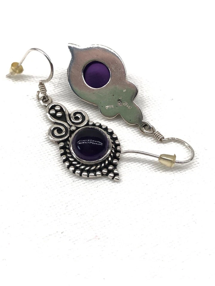 Orecchini realizzati in argento 925 con pietra di ametista naturale - Immagine 4 di 4