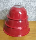 Pyrex GLASS Dark Red/ Burgandy Clear Bottom Mixing Nesting Bowls 322, 323, 325