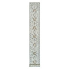2'6" x 20'6" White 250 KPSI Wool Hand Knotted Nain Design XL Runner Rug R65994