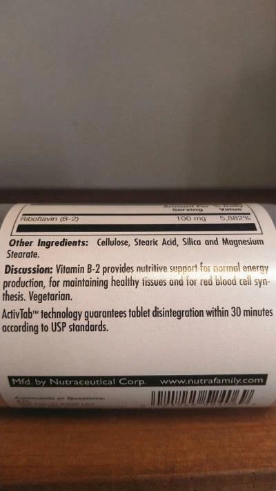 Vitamina B-2 KAL Riboflavina 100mg 60 Comprimidos 08/20 Foto 2 de 3