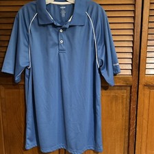 Reebok Play Dry Large Golf Polo Shirt-Blue-Raglan Sleeves Logo On Left-NWOT