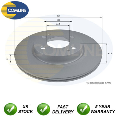 Brake Disc Front Comline Fits Mitsubishi Mirage 2012- 1.0 1.2 #1 4615A129