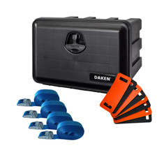 LOADCARE Ladungssicherung Set mit  DAKEN Werkzeugkasten, Gurten + Kantenschutz