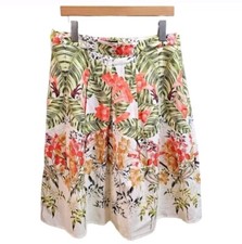 Talbots Beautiful Hawaiian Tropical Floral Linen Cotton Summer Colorful Skirt 10