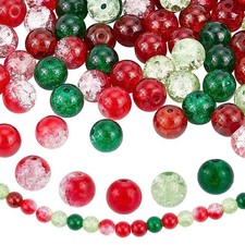 PH PandaHall 200pcs 8mm Glass Beads 5 Colors Red Green Beads Crackle Beads Ba...